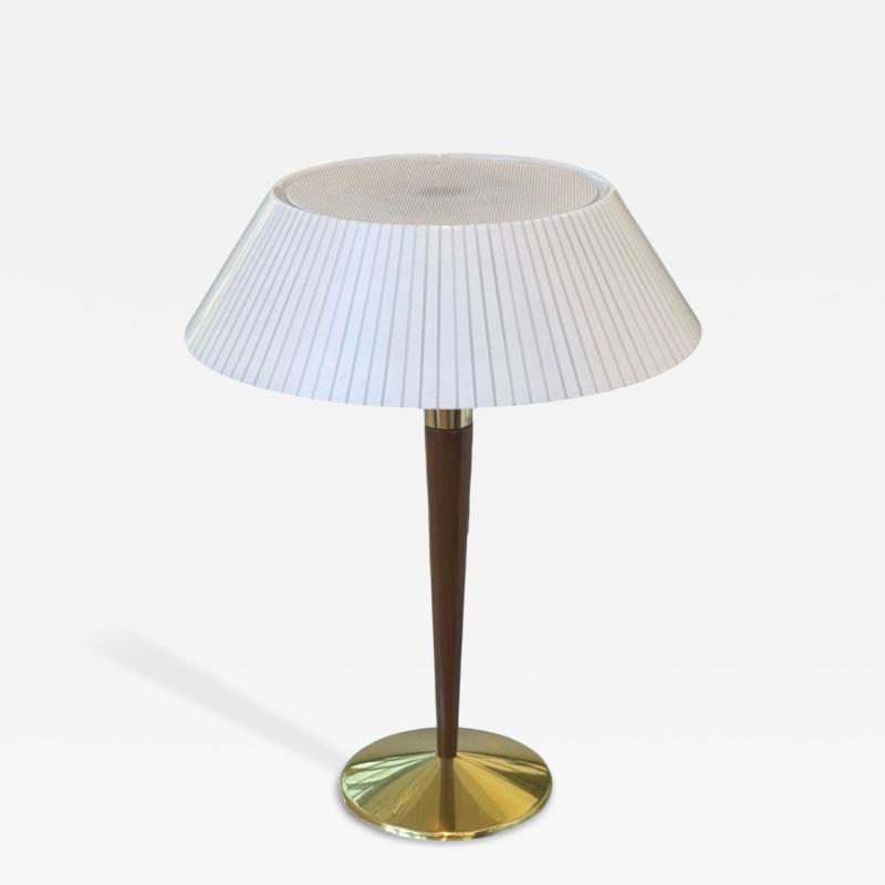 Gerald Thurston Gerald Thurston Teak Brass Plastic Table Lamp USA 1960s
