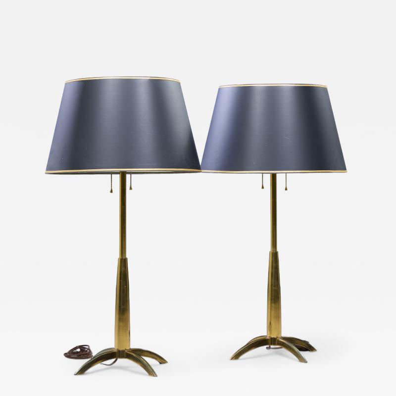 Gerald Thurston Gerald Thurston for Stiffel Mid Century Brass Rocket Table Lamp Pair