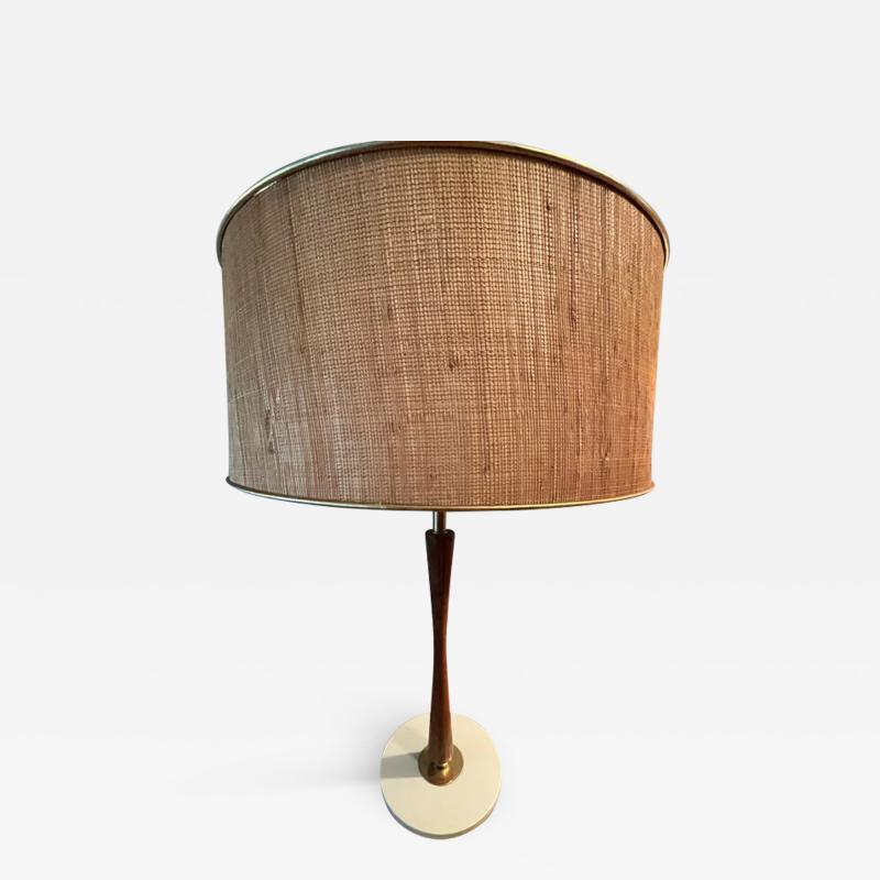 Gerald Thurston MID CENTURY BRASS AND WOOD LAMP BY GERALD THURSTON