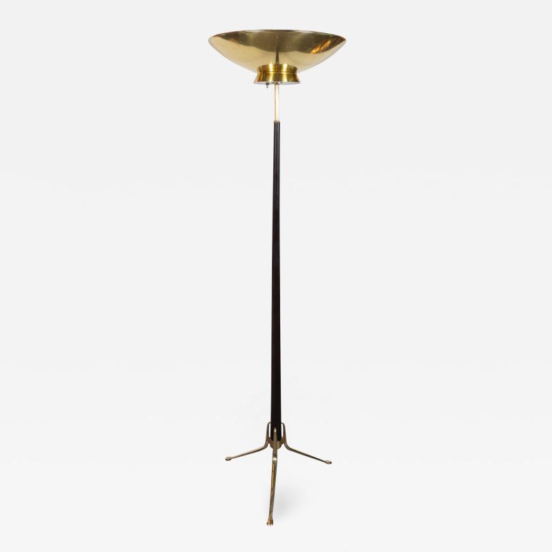 Gerald Thurston Mid Century Modern Floor Lamp in Brass Ebonized Walnut by Gerald Thurston
