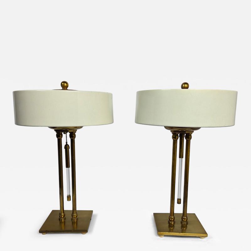 Gerald Thurston Pair Vintage Gerald Thurston for Lightolier Brass Lucite Lamps Circa 1950s