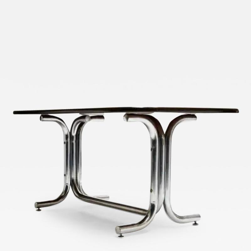 Geraldo de Barros Mid Century Modern Dining Table in Tubular Chrome Wood by Geraldo Barros 1970