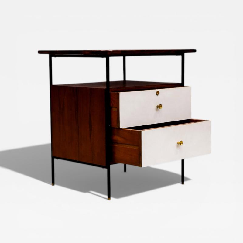 Geraldo de Barros Side Table in Metal Rosewood and Formica Geraldo de Barros for Unilabor 1950s