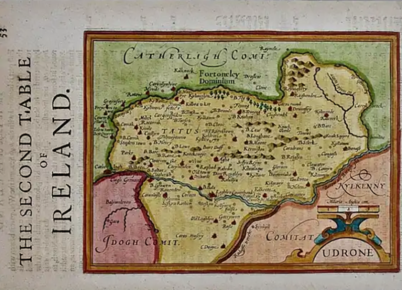 Gerard Mercator Southeastern Ireland A 17th Century Hand Colored Map by Mercator and Hondius