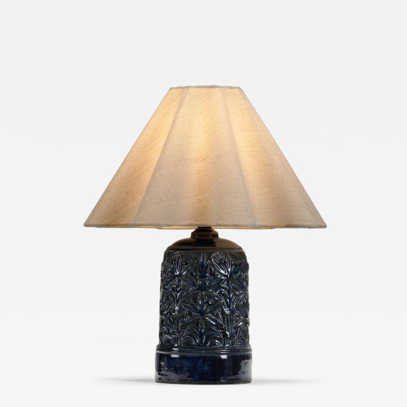 Gerd Hjort Petersen Blue Glaze Ceramic Table Lamp by Gerd Hjort Petersen Denmark ca 1950s