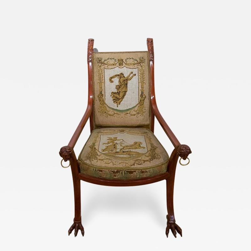 German Austrian Neoclassical Eagle Form Armchair