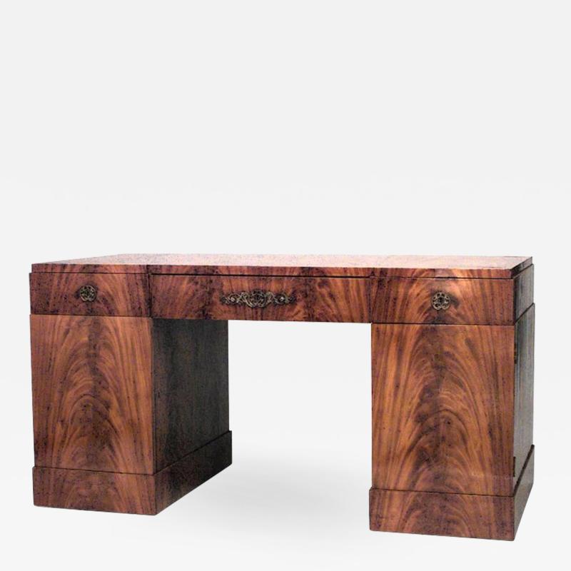 German Biedermeier Mahogany Kneehole Desk