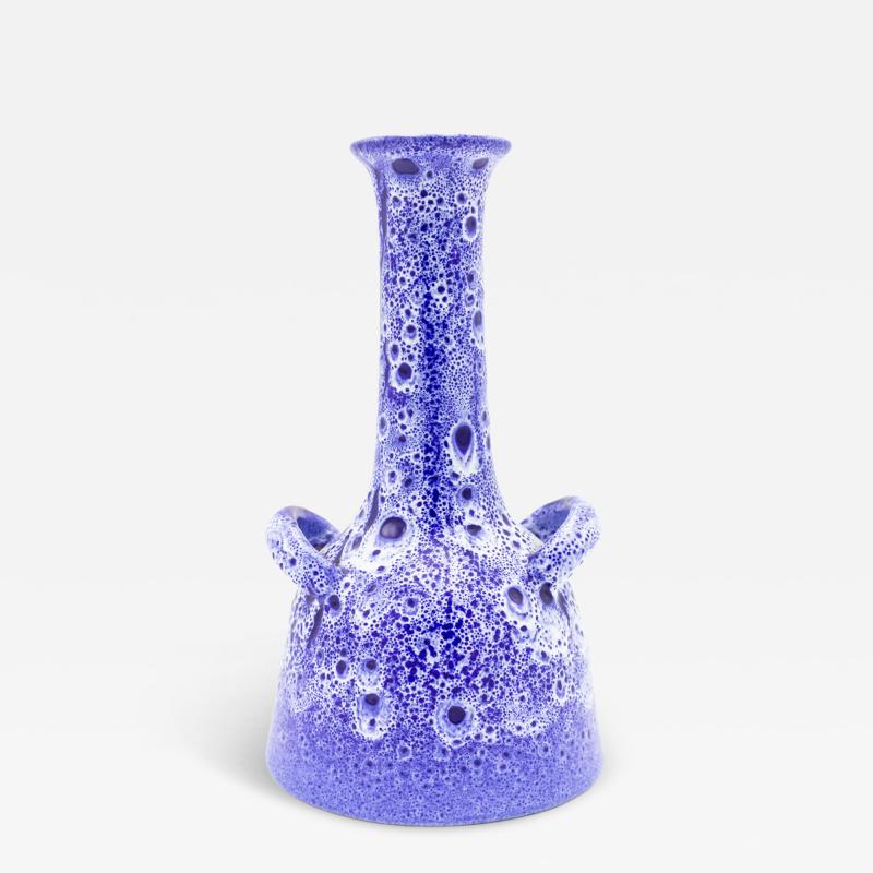 German Blue Ceramic Vase with Handle