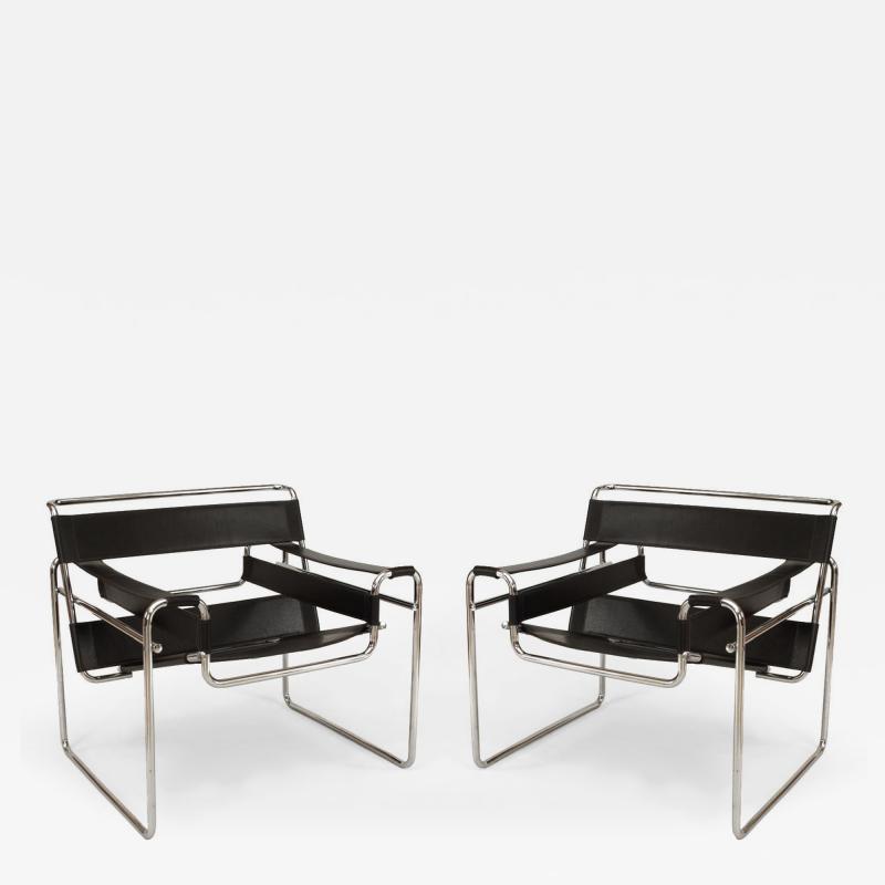 German Chrome and Leather Arm Chairs