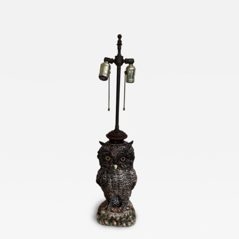 German Meissen Porcelain Owl mounted as a table lamp