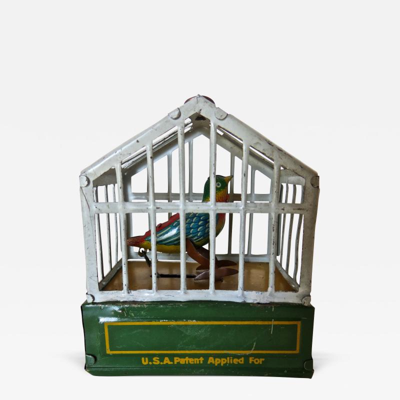 German Song Bird in Cage Toy Circa 1920