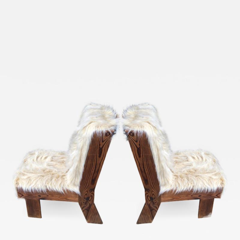 Gerrit Rietveld Gerrit Rietveld pair of brutalist raw pine slipper chairs