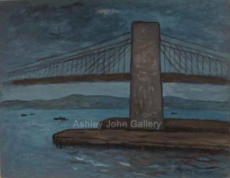 Gershon Benjamin Moonlight on the Brooklyn Bridge 