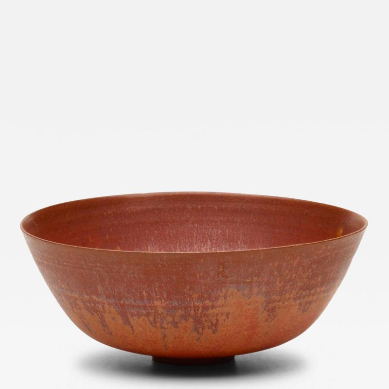 Gertrud Otto Natzler Gertrud and Otto Natzler Bowl Earthenware with Flame Red Mat Glaze 1945