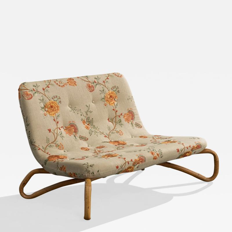 Gervasoni Udine Settee with Fabric Bamboo and Rattan Italy 1960s