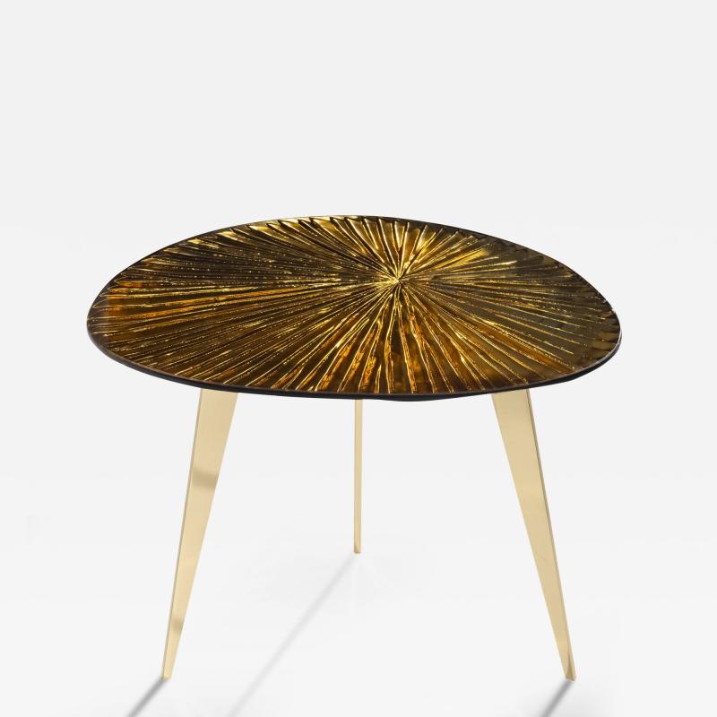 Ghir Studio Ambra Coffee Table Amber Cristal and Brass by Ghir Studio