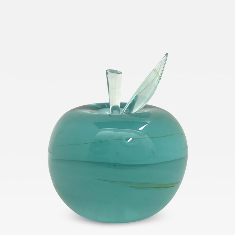 Ghir Studio Apple Unique Sculpture in Handmade Aquamarine Crystal by Ghir Studio