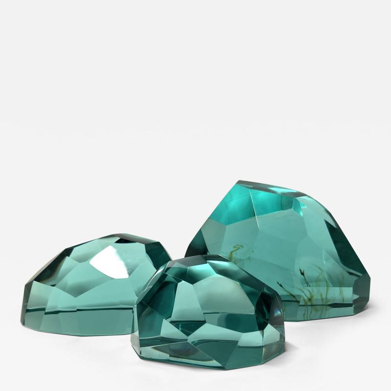 Ghir Studio Gems Set of Three Aquamarine Crystal Sculptures by Ghir Studio