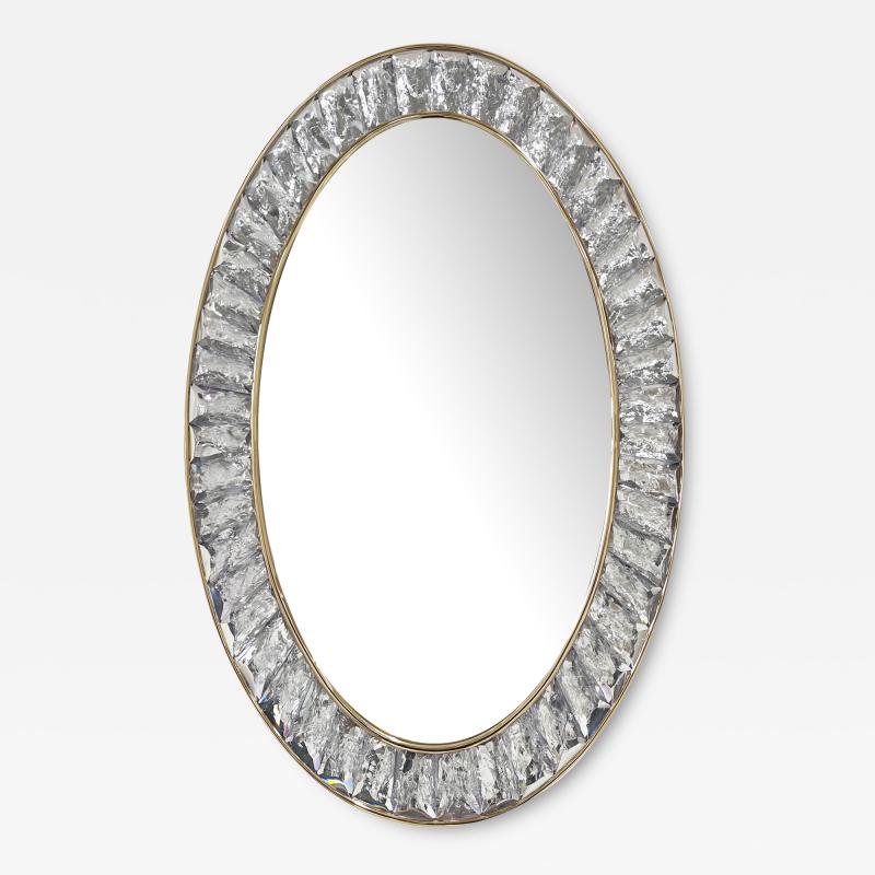 Ghir Studio Martel Hand sculpted Crystal Mirror with Polished Brass Frame by Ghir Studio