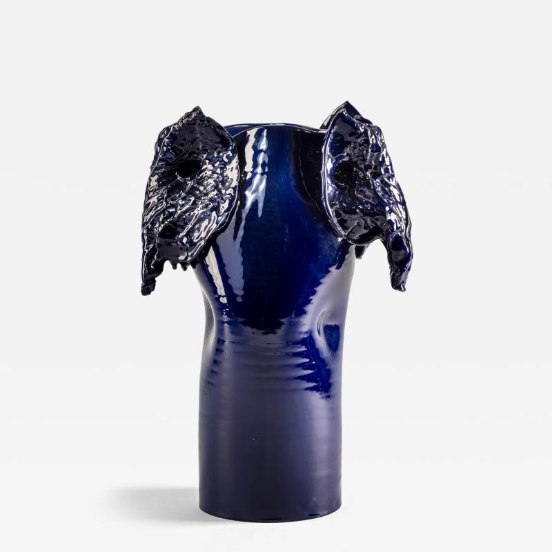 Giacinto Cerone Giacinto Cerone sculptural vase in blue glazed ceramic Italy after 1993