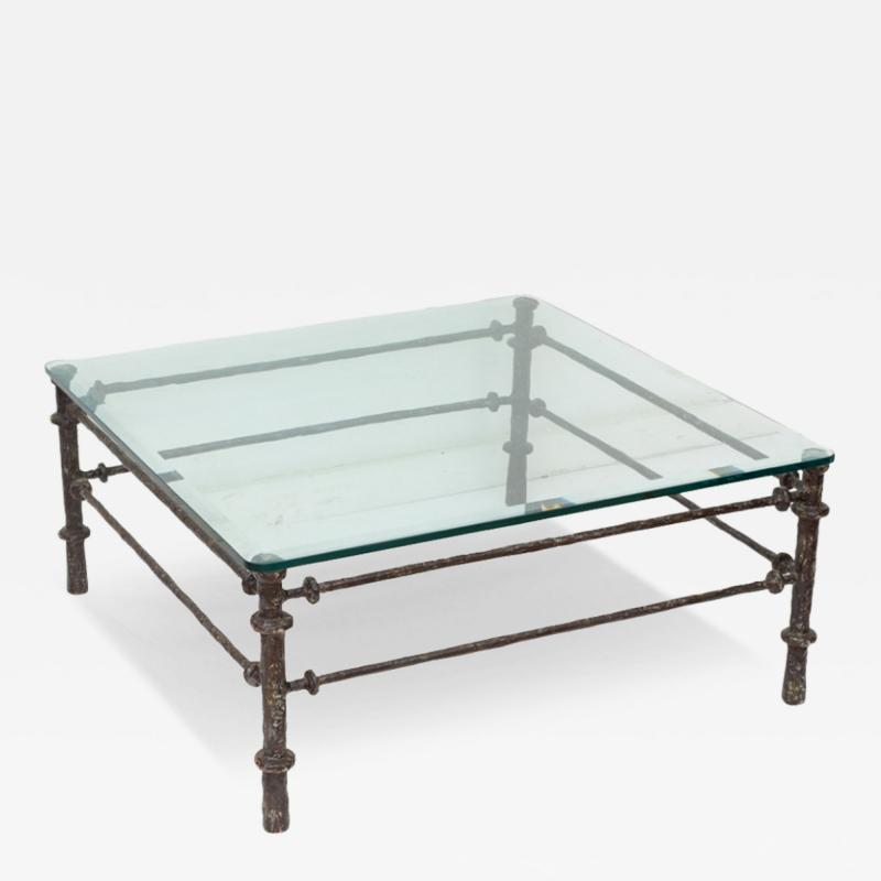 Giacometti Style Patinated Bronze Finish Square Coffee Table