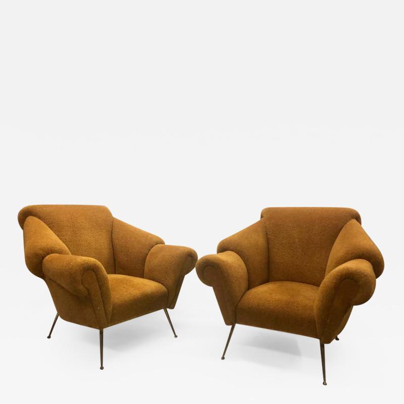 Giacomo Balla Pair of Italian Futurist Lounge Chairs Armchairs Attributed to Giacomo Balla