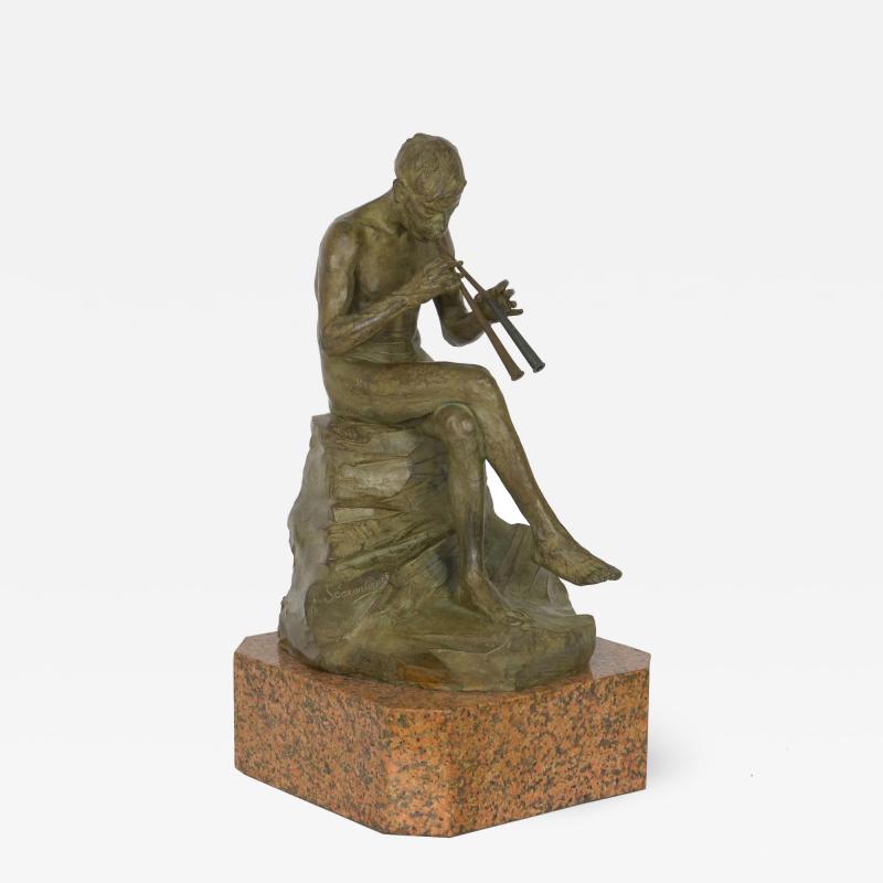 Giacomo Scarantino Seated Pan Bronze Sculpture by Giacomo Scarantino cast by Roman Bronze Works