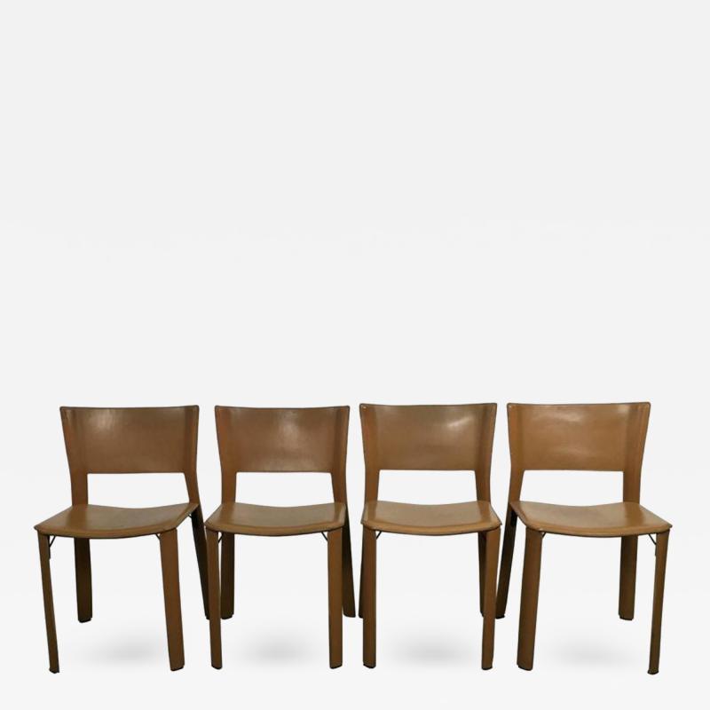Giancarlo Vegni Set of Four Leather Giancarlo Vegni S91 Chairs for Fasem Italy
