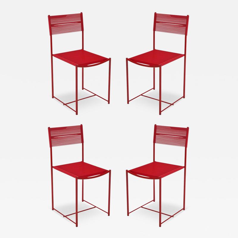 Giandomenico Belotti Giandomenico Belotti Alias Set of 4 Red Fly Line Spaghetti Dining Side Chairs