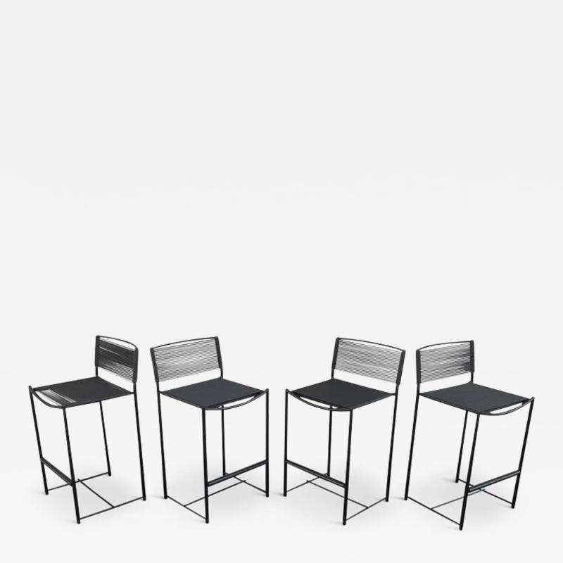 Giandomenico Belotti Giandomenico Belotti for Alias Set of 4 Black Fly Line Spaghetti Bar Stools