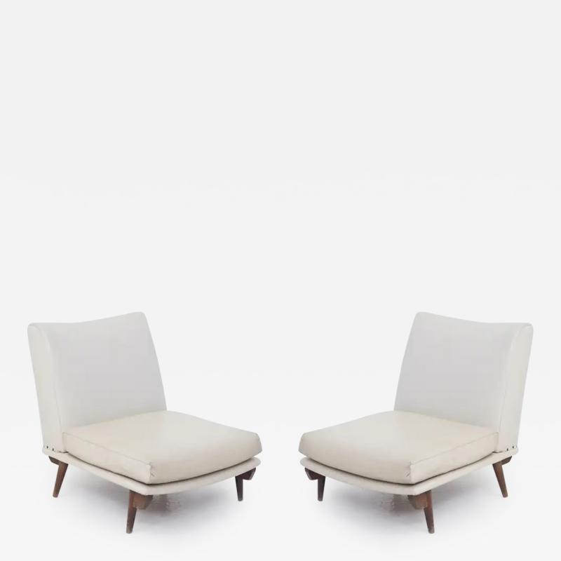 Gianfranco Frattini Gianfranco Frattini Mid Century Armchairs in Light Leather Attr 