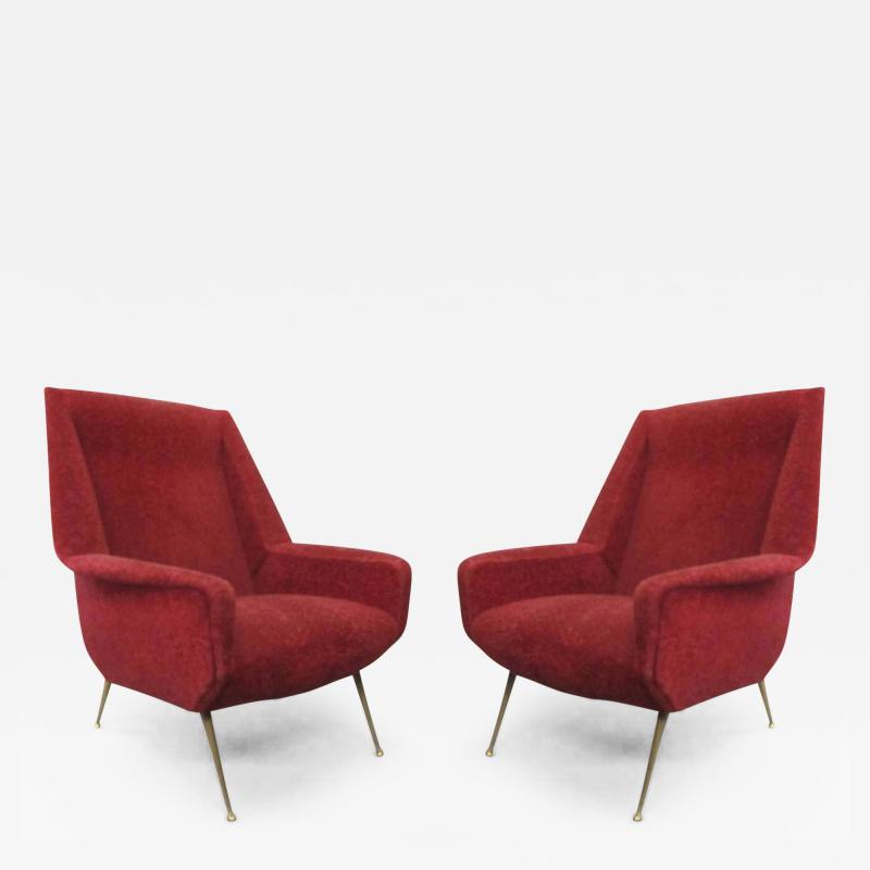 Gianfranco Frattini Italian Mid Century Modern Lounge Chairs Attributed to Gianfranco Frattini Pair