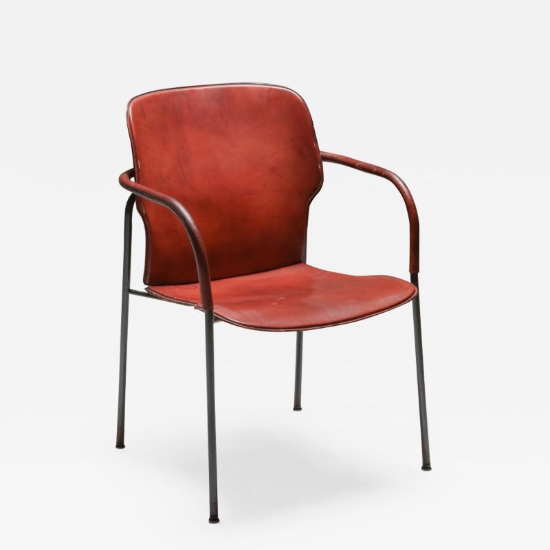 Gianfranco Frattini Pair of Gianfranco Frattini Armchairs Model Lalanda in Dark Cognac Leather