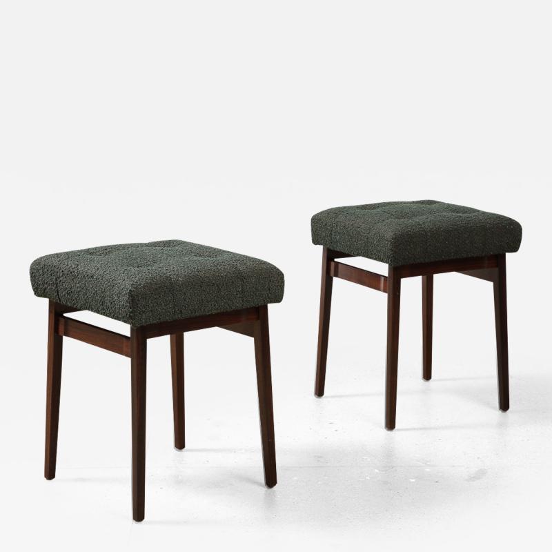 Gianfranco Frattini Pair of Upholstered Stools by Gianfranco Frattini for Cassina