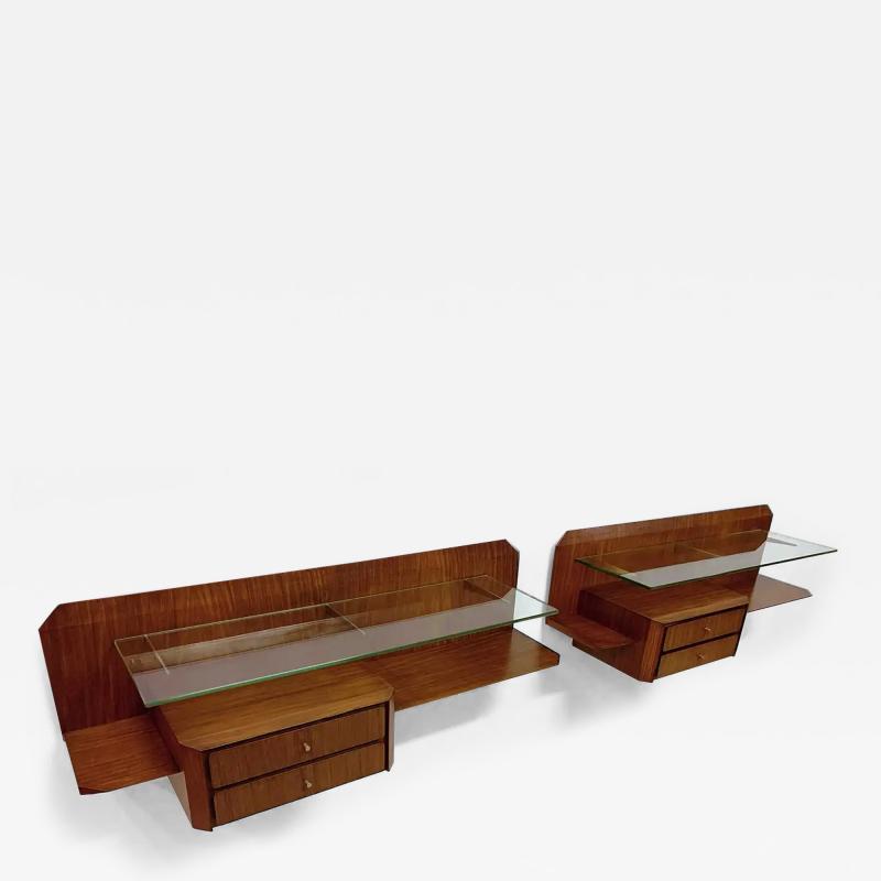Gianni Moscatelli Italian Mid Century Pair of Floating Wall Teakwood Console by Moscatelli 1960s