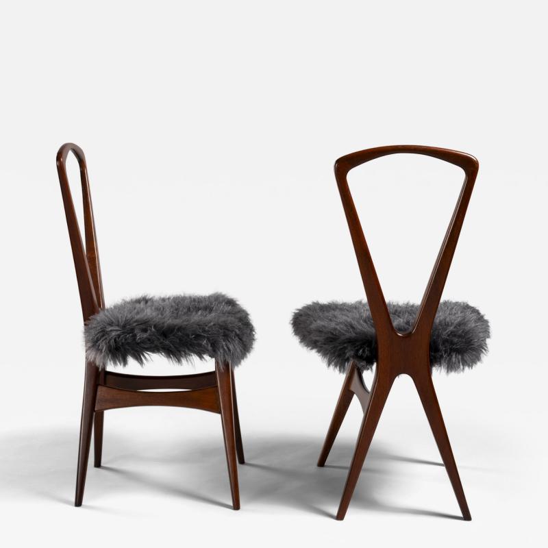 Gianni Vigorelli Gianni Vigorelli pair of occasional chairs in wood and fabric Italy 1950s