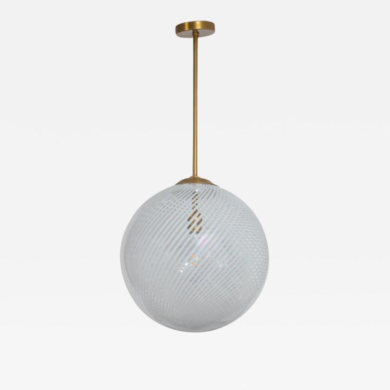 Gigantic Mid Century Italian Murano Swirl Globe Ceiling Light UL Certified