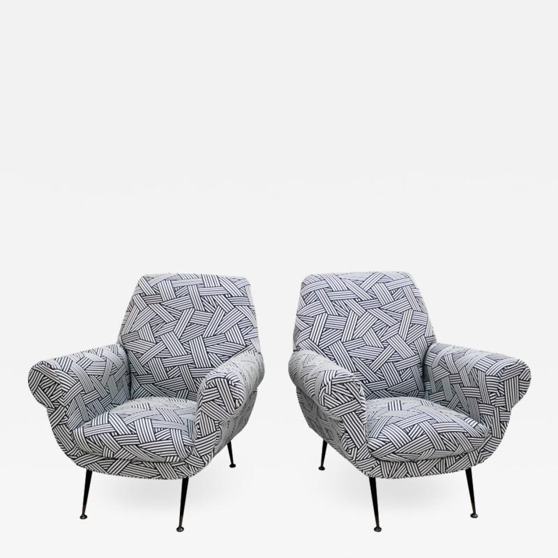 Gigi Radice Gigi Radice Mid Century Modern for Minotti Pair of Italian Armchairs