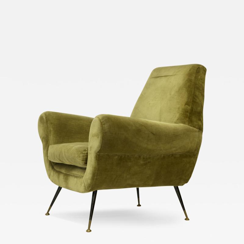 Gigi Radice Single Green Velvet Armchair by Gigi Radice 1960 Italy