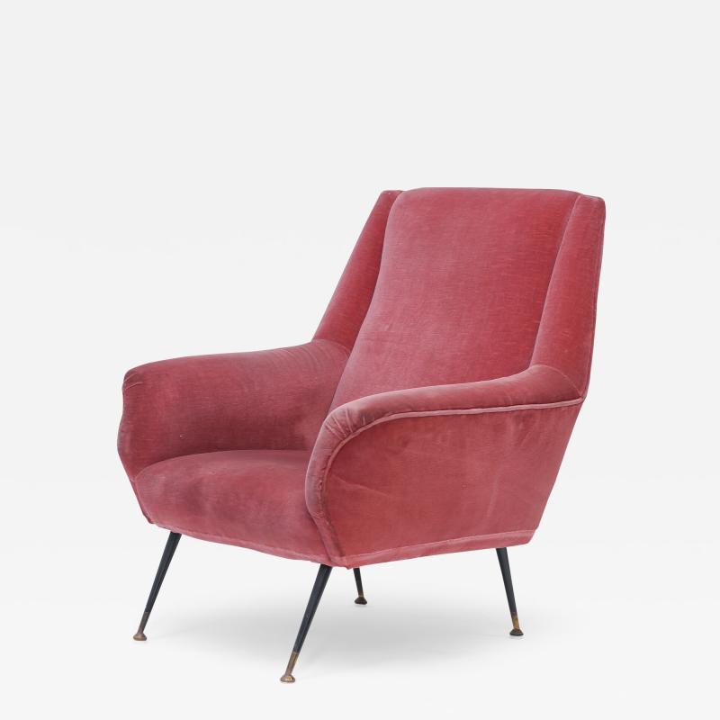 Gigi Radice Single Pink Velvet Armchair by Gigi Radice 1960 Italy