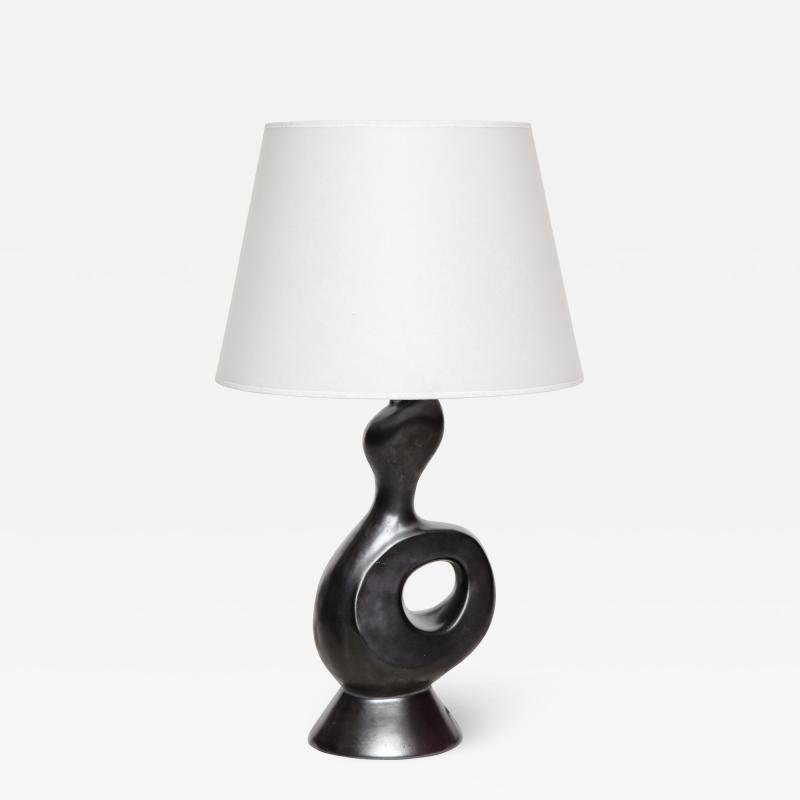 Gil Angoloni Gil Angoloni Zoomorphic Ceramic Lamp Parchment Shade France c 1950 signed