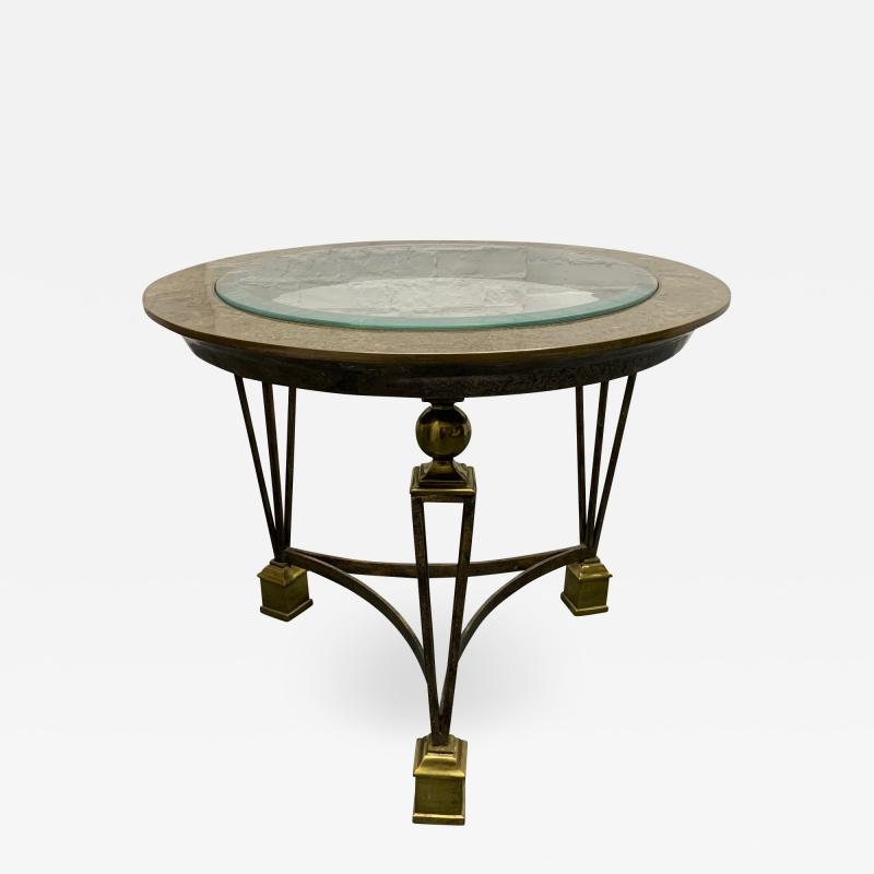 Gilbert Poillerat Brass and Tesselated Stone Side Table in the Manner of Gilbert Poillerat