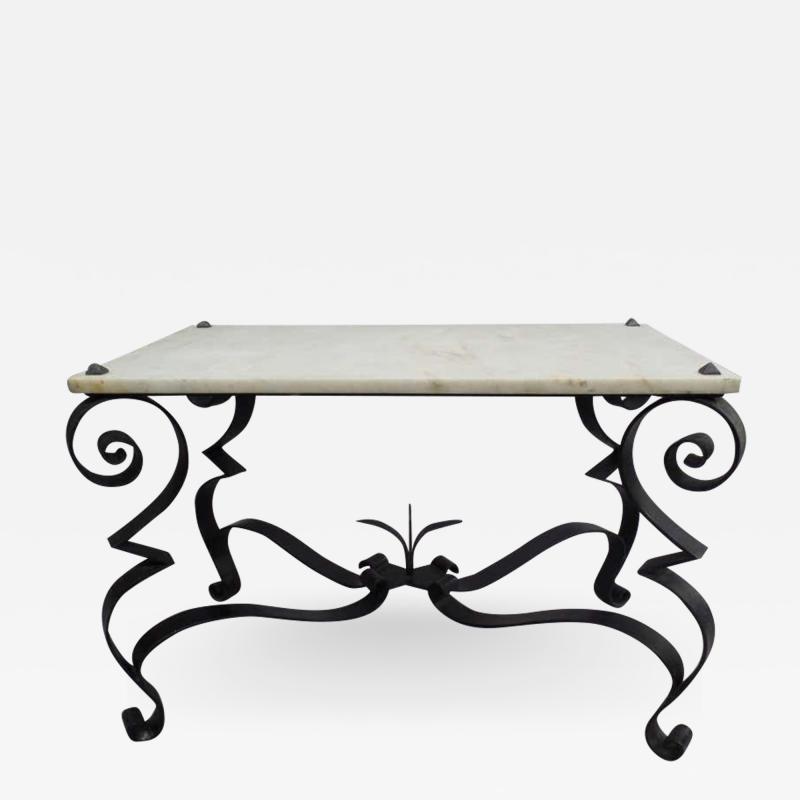 Gilbert Poillerat French Handwrought Iron Cocktail Side Table Style of Gilbert Poillerat 1940