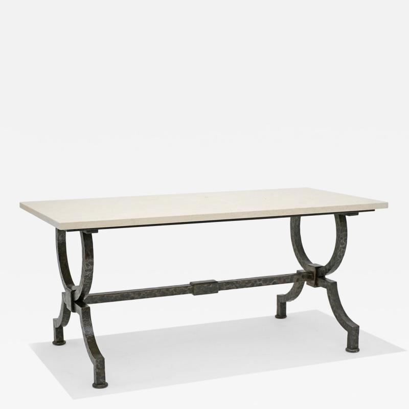 Gilbert Poillerat French Iron and Marble Coffee Table Attr to Gilbert Poillerat