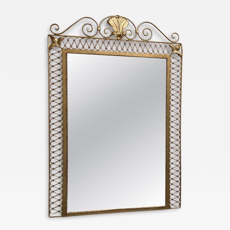 Gilbert Poillerat French Mid Century Hand Gilt Wrought Iron Mirror Gilbert Poillerat 1945