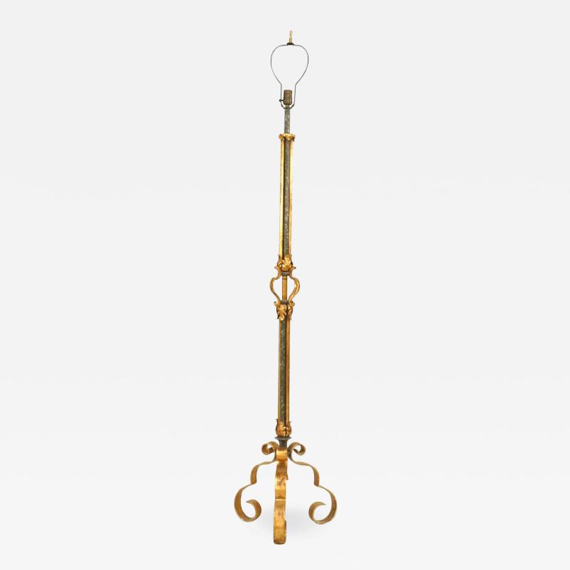 Gilbert Poillerat French Mid Century Poillerat Style Gilt Iron Floor Lamp