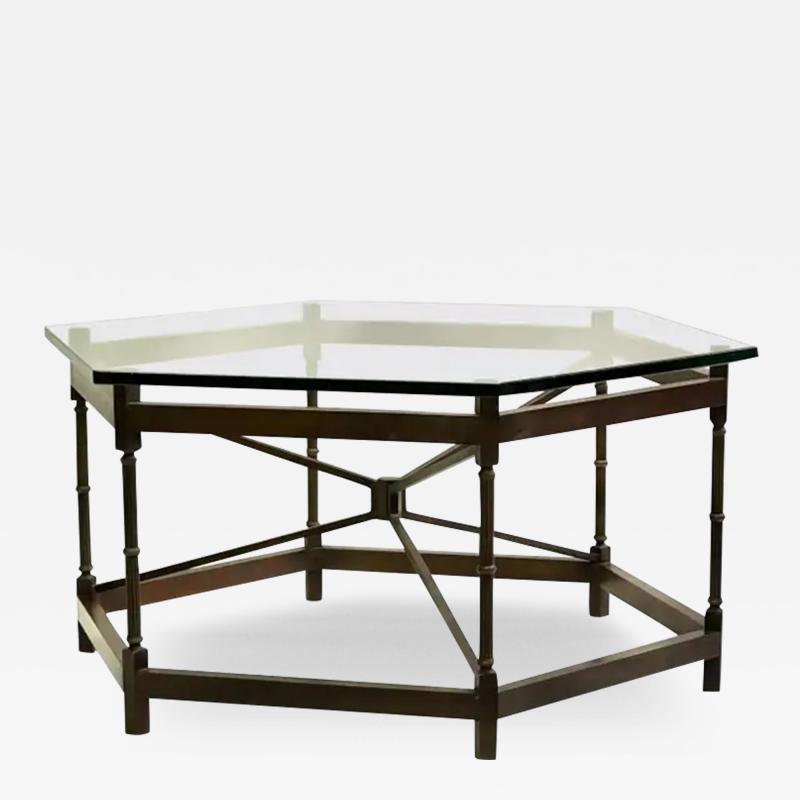 Gilbert Poillerat French Modern Neoclassical Hexagonal Bronze Cocktail Table Poillerat Arbus