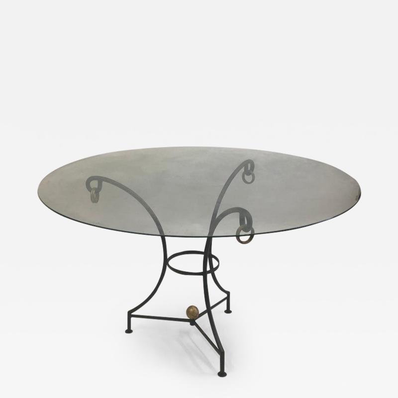 Gilbert Poillerat French Modern Neoclassical Wrought Iron Dining Center Table Gilbert Poillerat