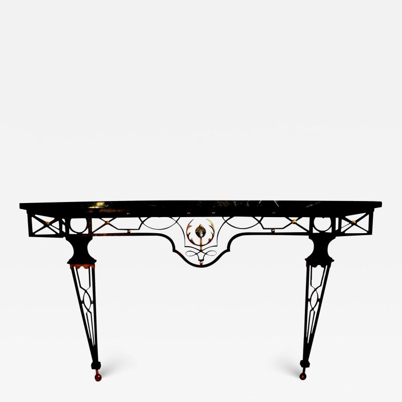 Gilbert Poillerat French Neoclassical Style Wrought Iron Console Table After Gilbert Poillerat