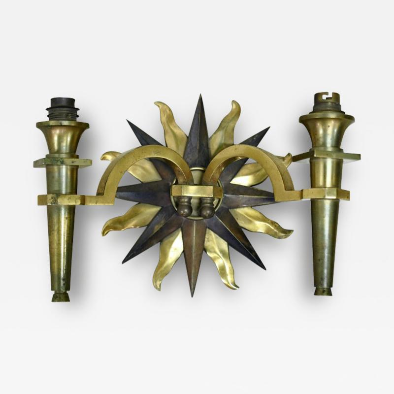 Gilbert Poillerat Gilbert Poillerat double branch bronze sconce